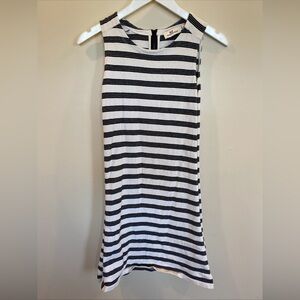 Vineyard Vines Striped Dress Mini Beach 100% Cotton White Black Womens Size XS